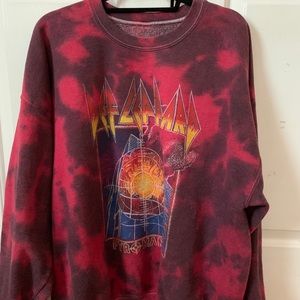 UO Def Leppard Tie Dye Oversized Crew Sweatshirt